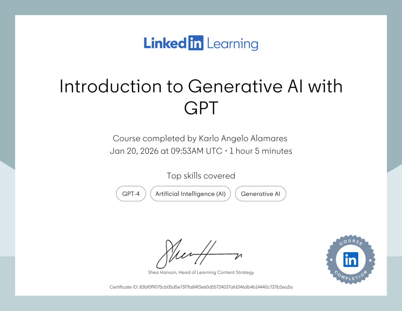 Introduction to Generative AI with GPT — LinkedIn Learning